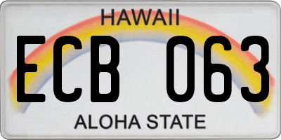 HI license plate ECB063