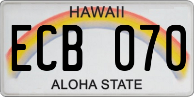 HI license plate ECB070