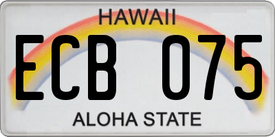 HI license plate ECB075