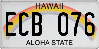 HI license plate ECB076