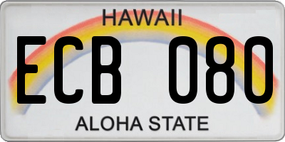 HI license plate ECB080