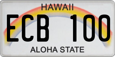 HI license plate ECB100