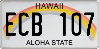 HI license plate ECB107