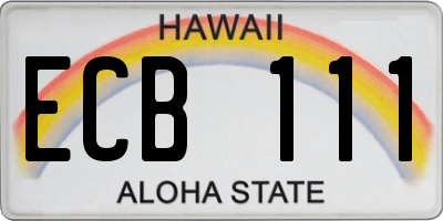 HI license plate ECB111