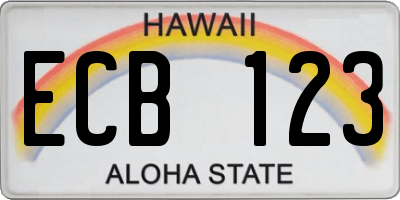HI license plate ECB123