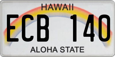 HI license plate ECB140