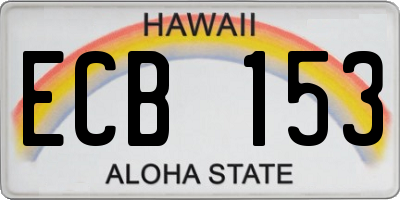 HI license plate ECB153