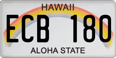 HI license plate ECB180