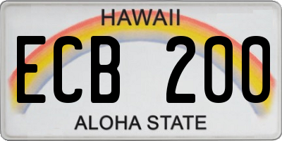 HI license plate ECB200