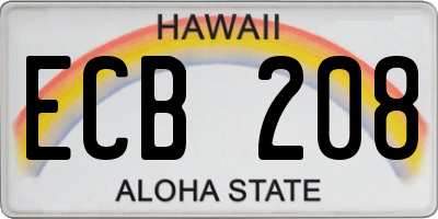 HI license plate ECB208