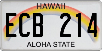 HI license plate ECB214