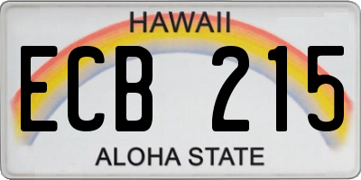 HI license plate ECB215