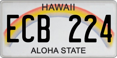HI license plate ECB224