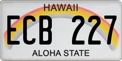 HI license plate ECB227