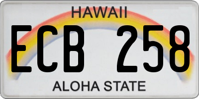 HI license plate ECB258