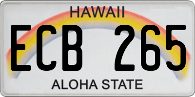 HI license plate ECB265