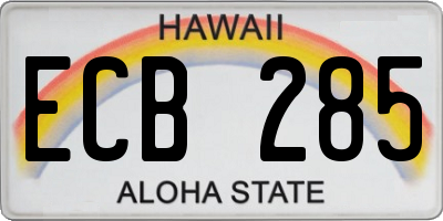 HI license plate ECB285