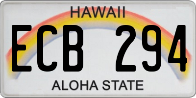HI license plate ECB294