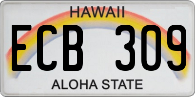 HI license plate ECB309