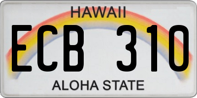 HI license plate ECB310