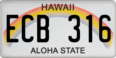 HI license plate ECB316