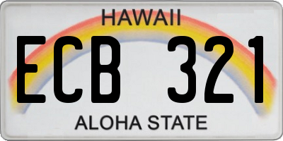 HI license plate ECB321