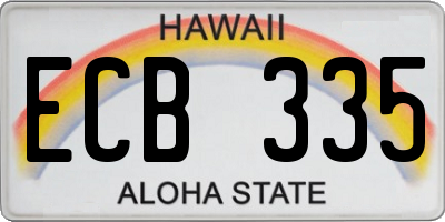 HI license plate ECB335