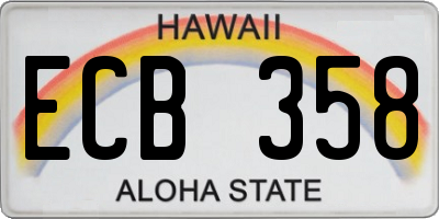 HI license plate ECB358