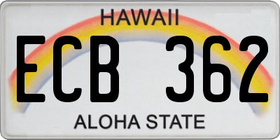 HI license plate ECB362