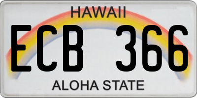 HI license plate ECB366
