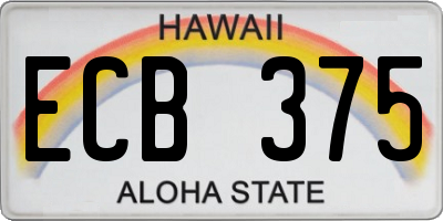 HI license plate ECB375