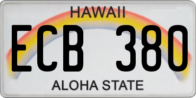 HI license plate ECB380