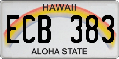 HI license plate ECB383