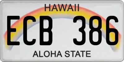 HI license plate ECB386