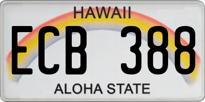 HI license plate ECB388