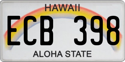 HI license plate ECB398