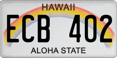HI license plate ECB402
