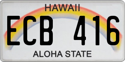 HI license plate ECB416