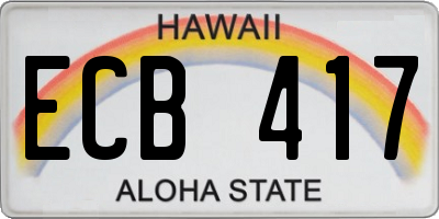 HI license plate ECB417