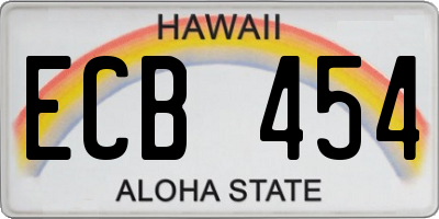 HI license plate ECB454