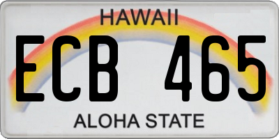 HI license plate ECB465