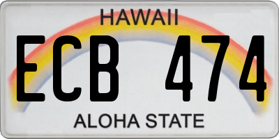 HI license plate ECB474