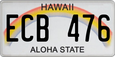 HI license plate ECB476