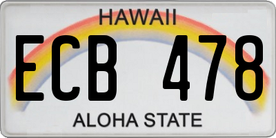 HI license plate ECB478