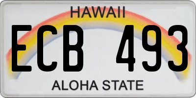 HI license plate ECB493