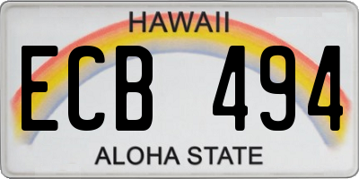 HI license plate ECB494