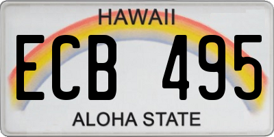 HI license plate ECB495