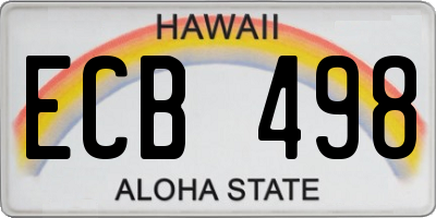 HI license plate ECB498