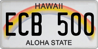 HI license plate ECB500