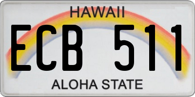 HI license plate ECB511